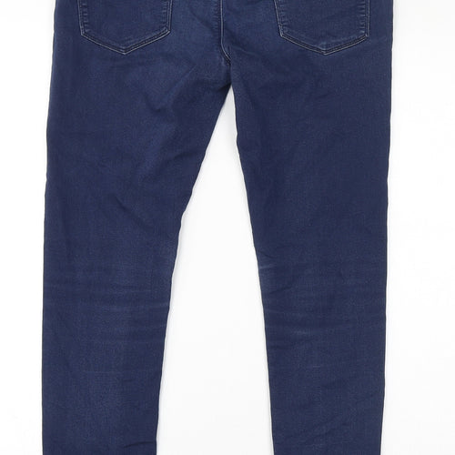 Marks and Spencer Womens Blue Cotton Skinny Jeans Size 12 L20.5 in Regular Zip