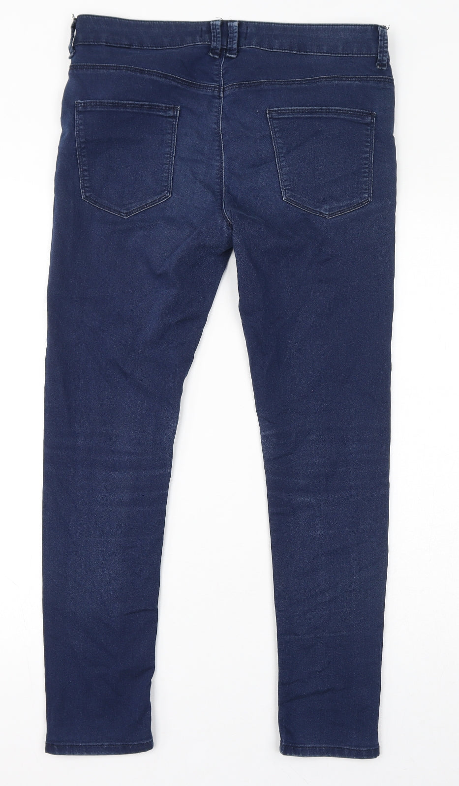 Marks and Spencer Womens Blue Cotton Skinny Jeans Size 12 L20.5 in Regular Zip