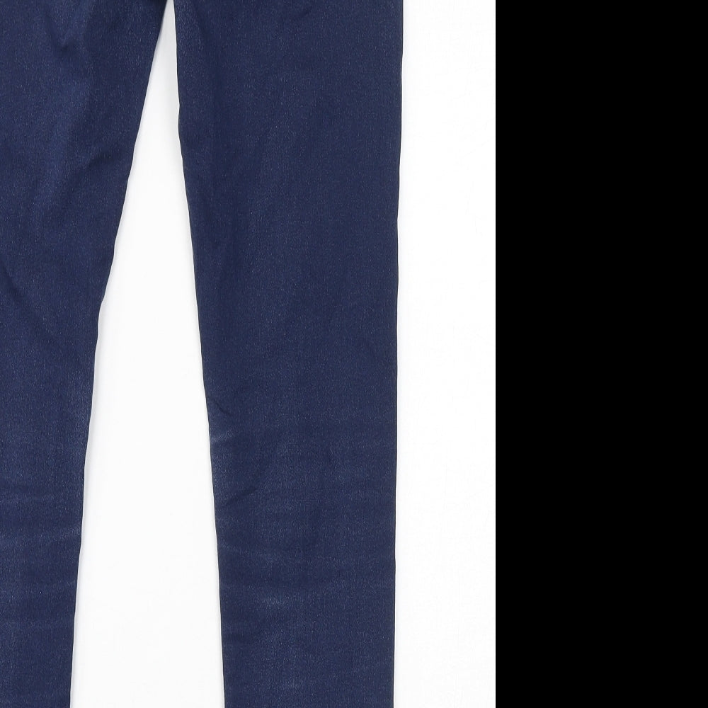 Marks and Spencer Womens Blue Cotton Skinny Jeans Size 12 L20.5 in Regular Zip