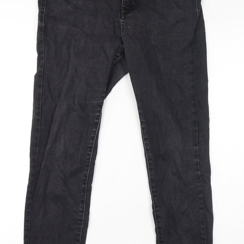 Marks and Spencer Womens Grey Cotton Skinny Jeans Size 14 L28 in Regular Zip