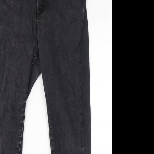 Marks and Spencer Womens Grey Cotton Skinny Jeans Size 14 L28 in Regular Zip