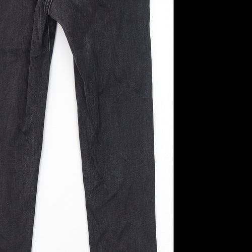 Marks and Spencer Womens Grey Cotton Skinny Jeans Size 14 L28 in Regular Zip