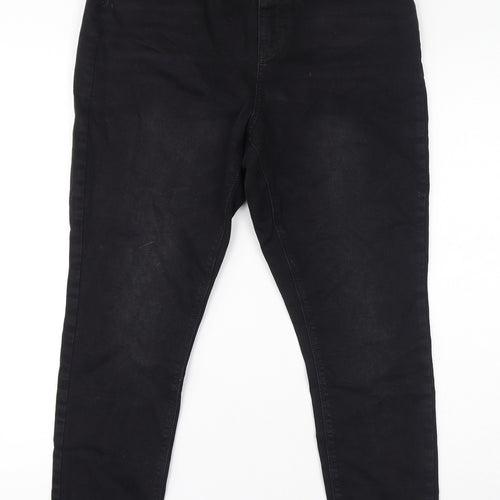 Denim & Co. Womens Black Cotton Tapered Jeans Size 16 L27 in Regular Zip