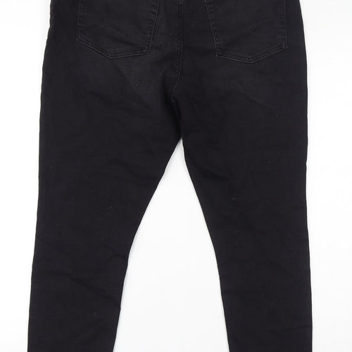 Denim & Co. Womens Black Cotton Tapered Jeans Size 16 L27 in Regular Zip