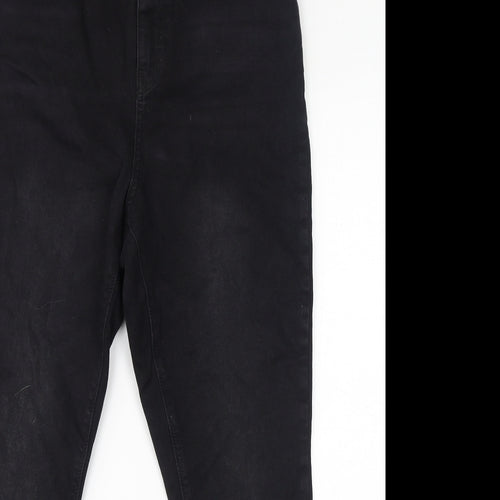 Denim & Co. Womens Black Cotton Tapered Jeans Size 16 L27 in Regular Zip