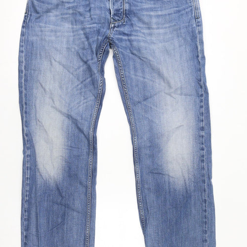 Diesel Womens Blue Cotton Straight Jeans Size 34 in L32 in Regular Zip