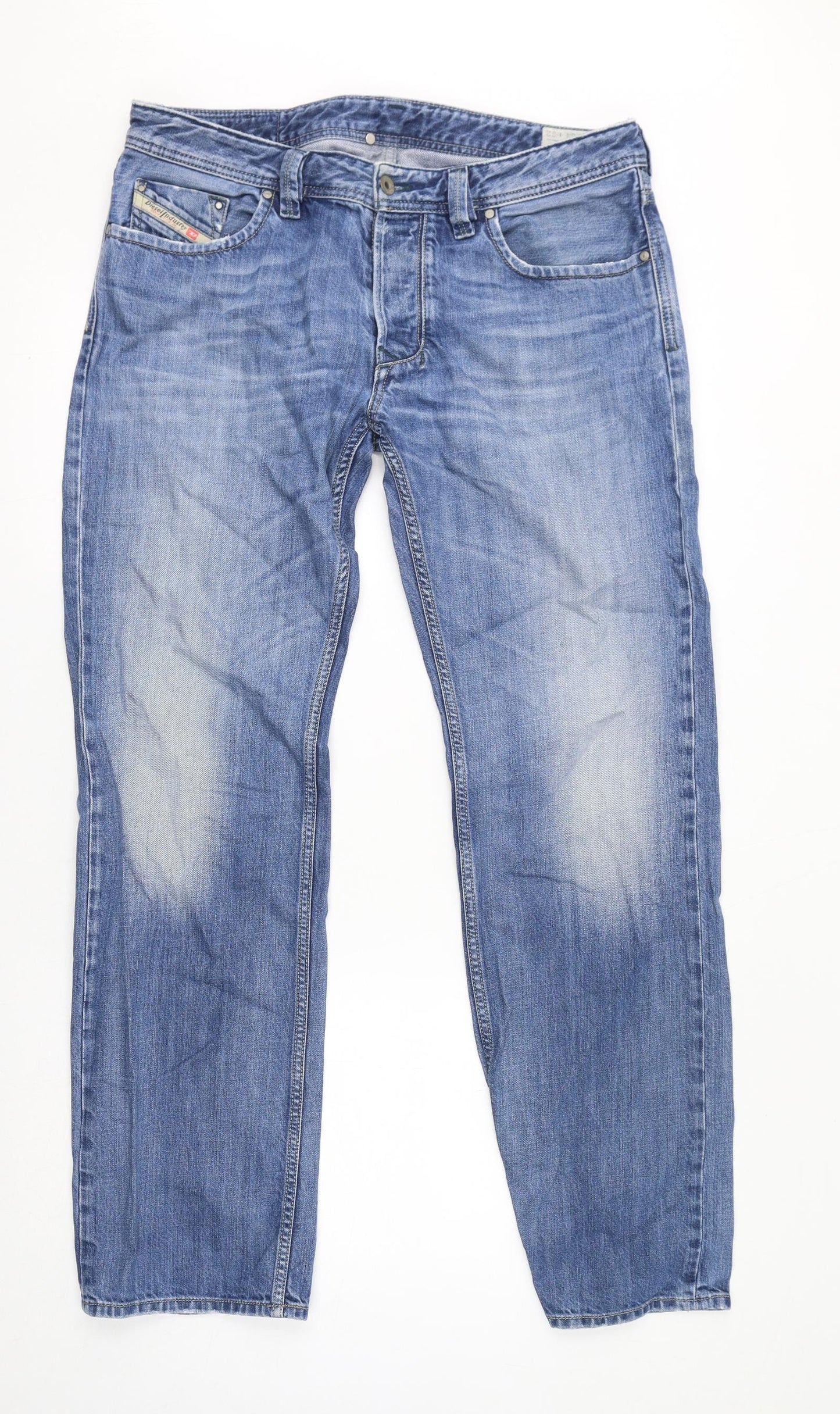 Diesel Womens Blue Cotton Straight Jeans Size 34 in L32 in Regular Zip