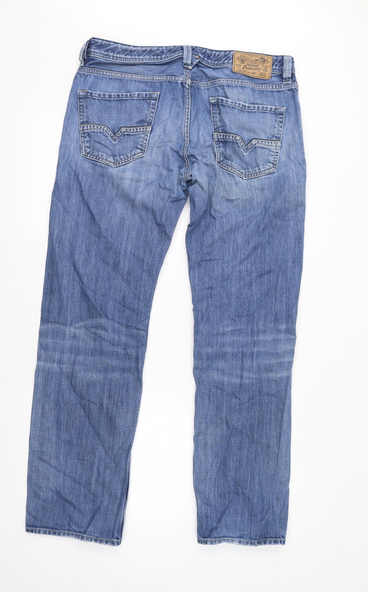 Diesel Womens Blue Cotton Straight Jeans Size 34 in L32 in Regular Zip