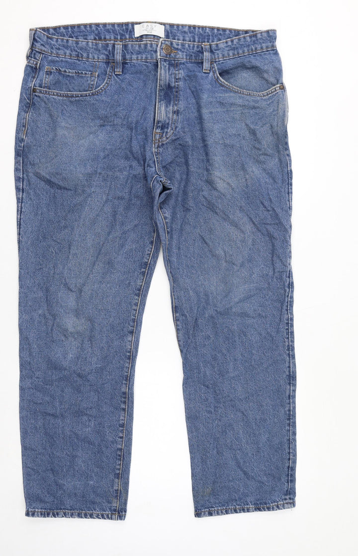 Easy Womens Blue Cotton Cropped Jeans Size 38 in L30 in Regular Zip