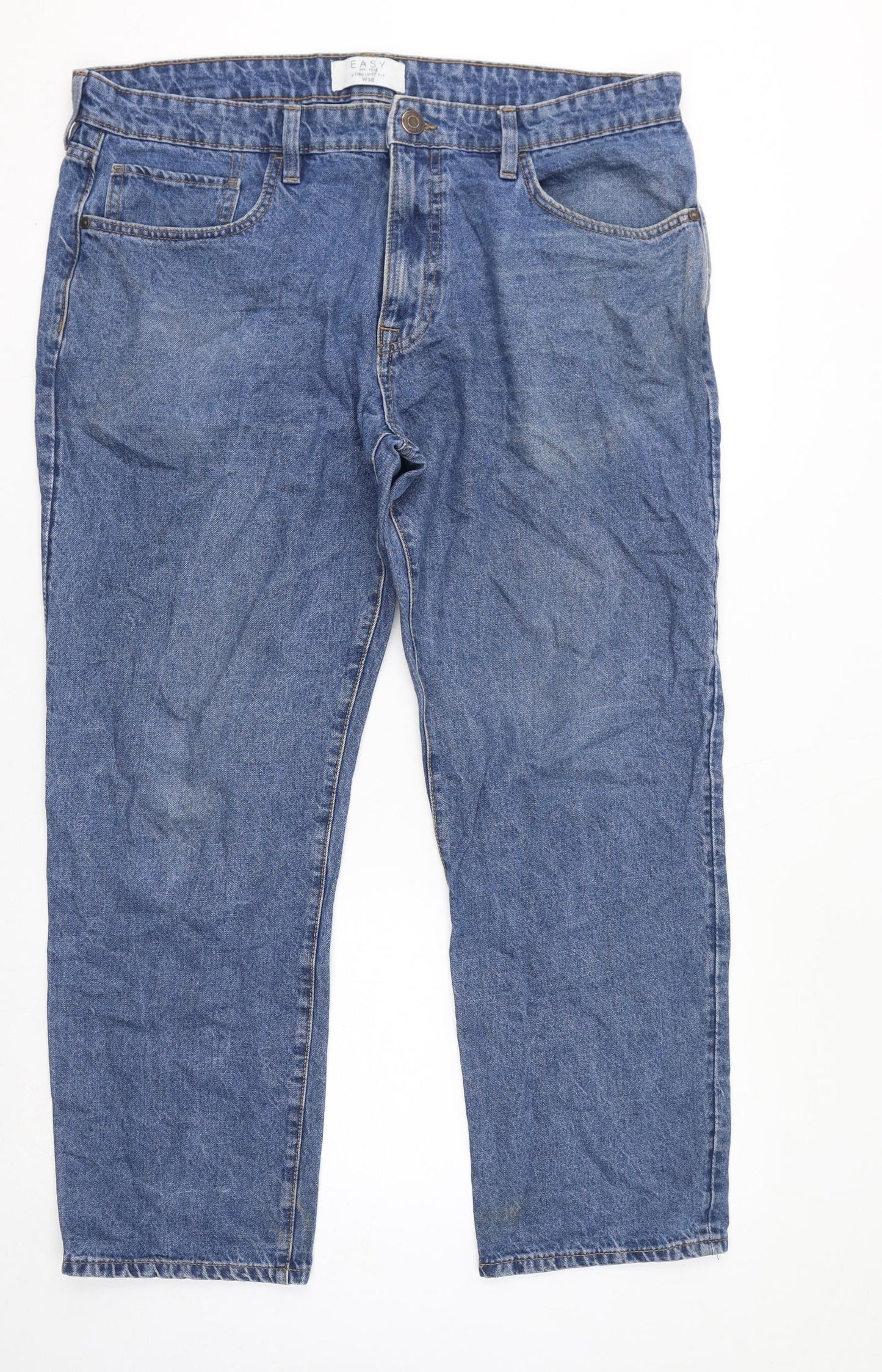 Easy Womens Blue Cotton Cropped Jeans Size 38 in L30 in Regular Zip
