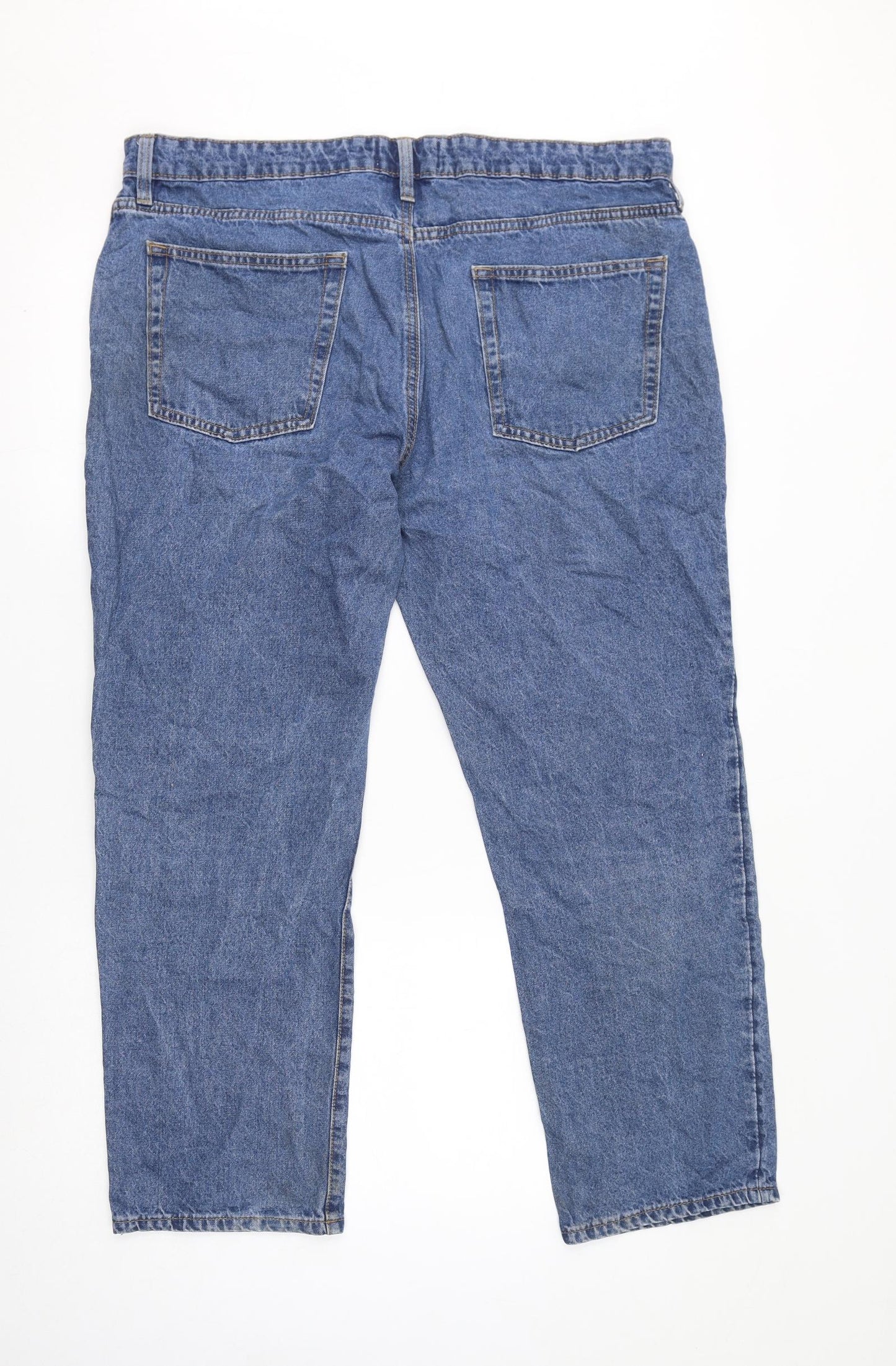 Easy Womens Blue Cotton Cropped Jeans Size 38 in L30 in Regular Zip