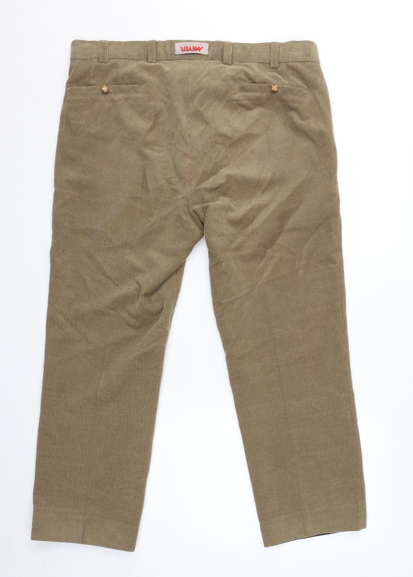 Meyer Mens Brown Polyester Trousers Size 38 in L32 in Regular Zip
