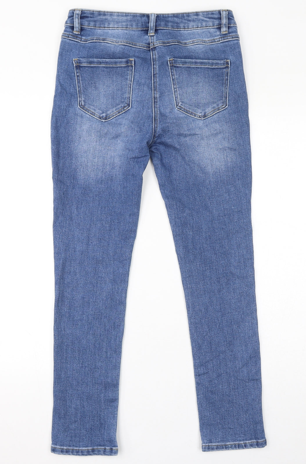 M&Co Womens Blue Cotton Skinny Jeans Size 10 L27 in Regular Zip