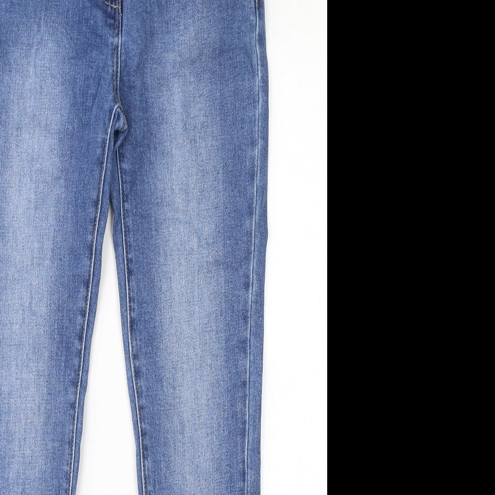 M&Co Womens Blue Cotton Skinny Jeans Size 10 L27 in Regular Zip