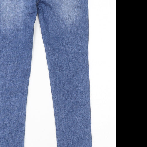 M&Co Womens Blue Cotton Skinny Jeans Size 10 L27 in Regular Zip
