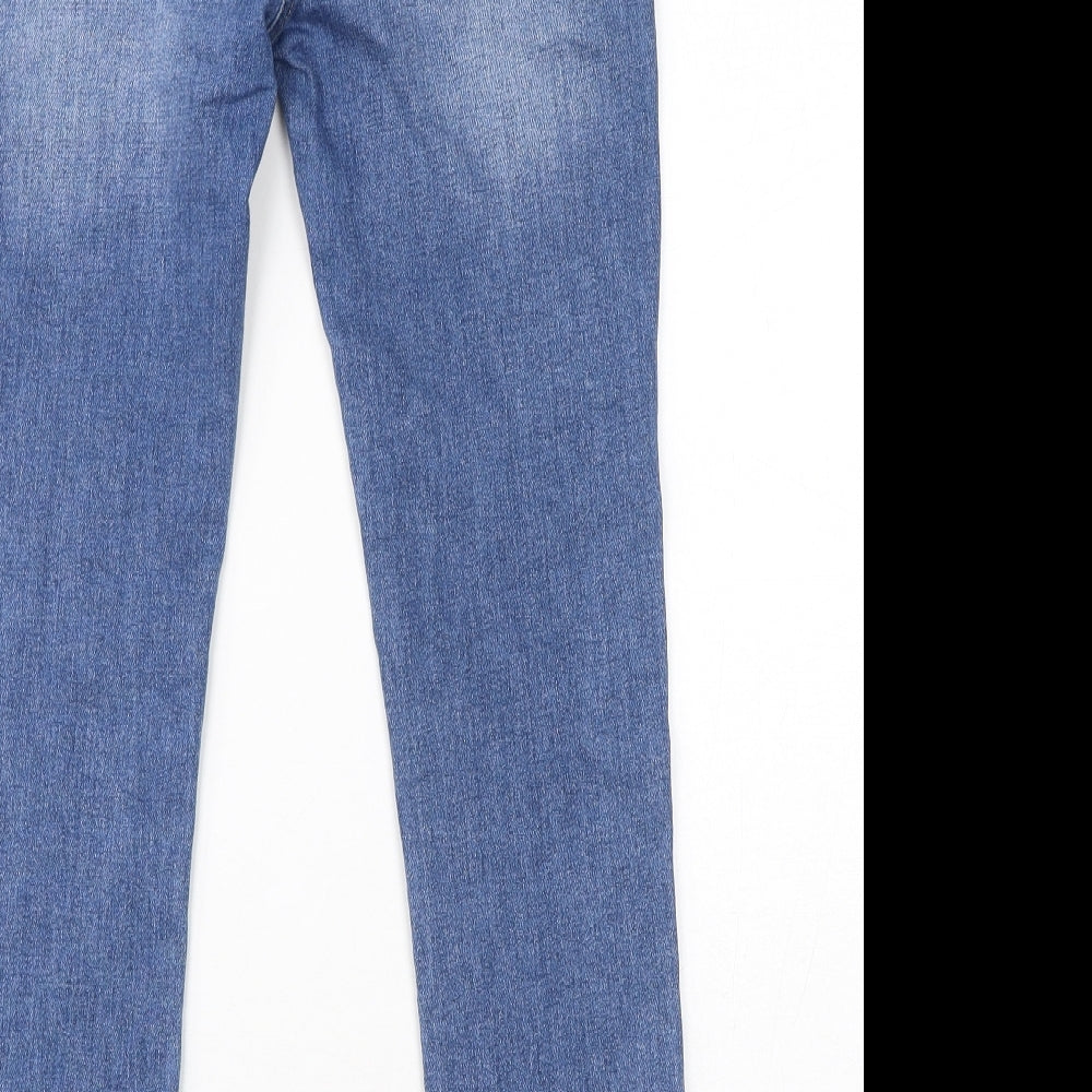 M&Co Womens Blue Cotton Skinny Jeans Size 10 L27 in Regular Zip