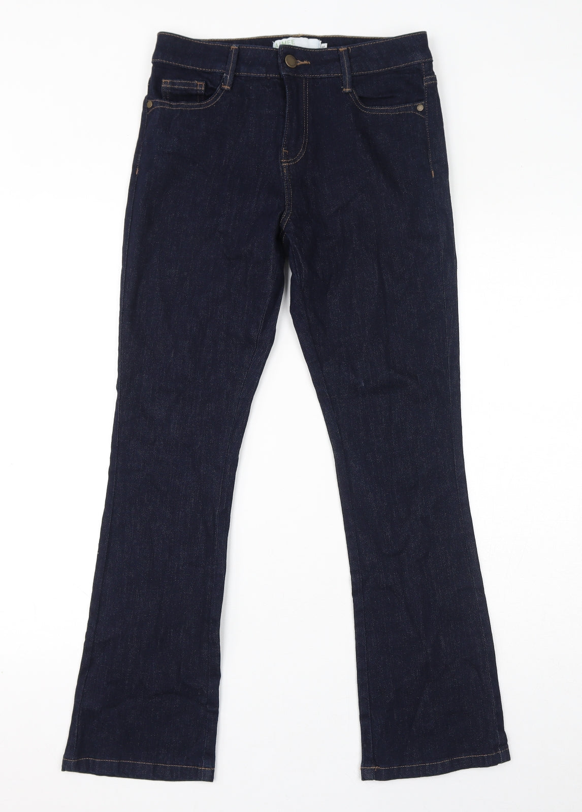 Principles Womens Blue Cotton Bootcut Jeans Size 8 L29 in Regular Zip