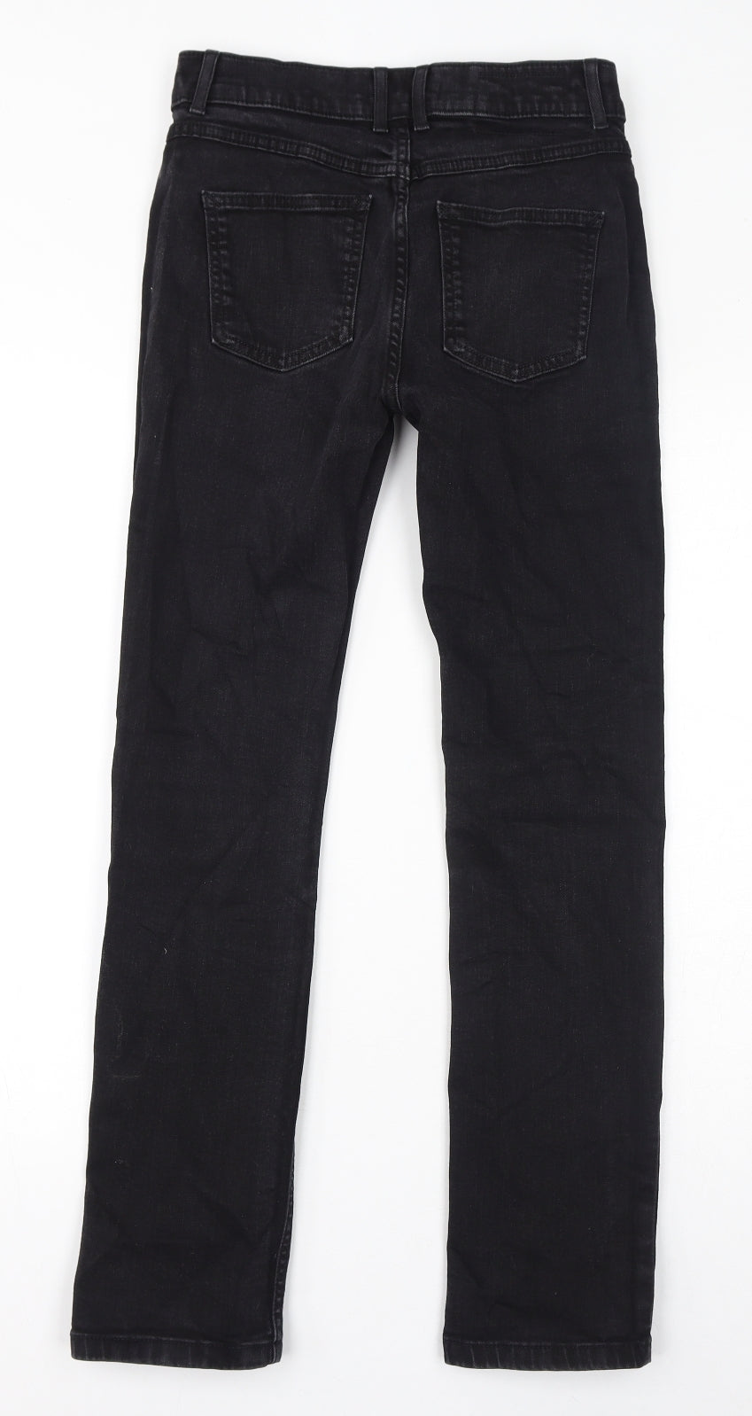 Marks and Spencer Womens Black Cotton Straight Jeans Size 8 L29 in Regular Zip