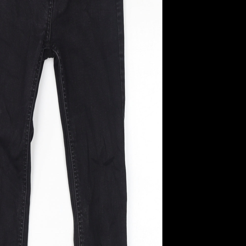 Marks and Spencer Womens Black Cotton Straight Jeans Size 8 L29 in Regular Zip
