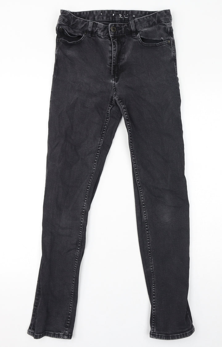 Marks and Spencer Womens Black Cotton Skinny Jeans Size 8 L29 in Regular Zip