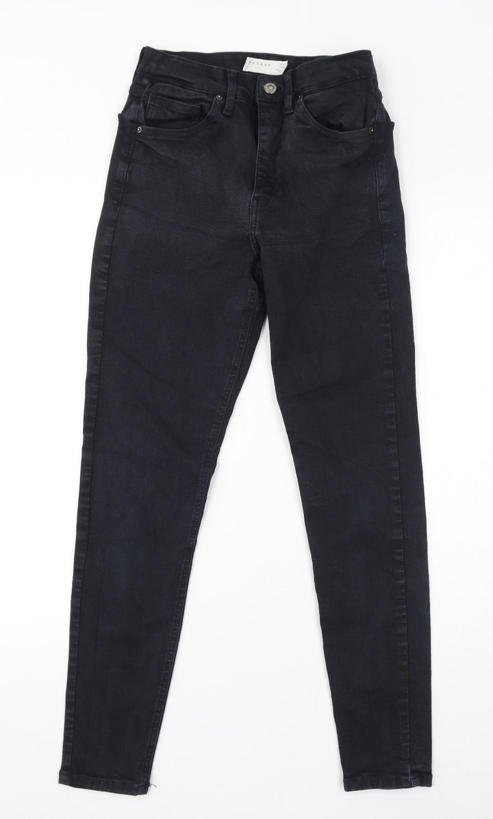 Topshop Womens Black Cotton Skinny Jeans Size 28 in L32 in Regular Zip