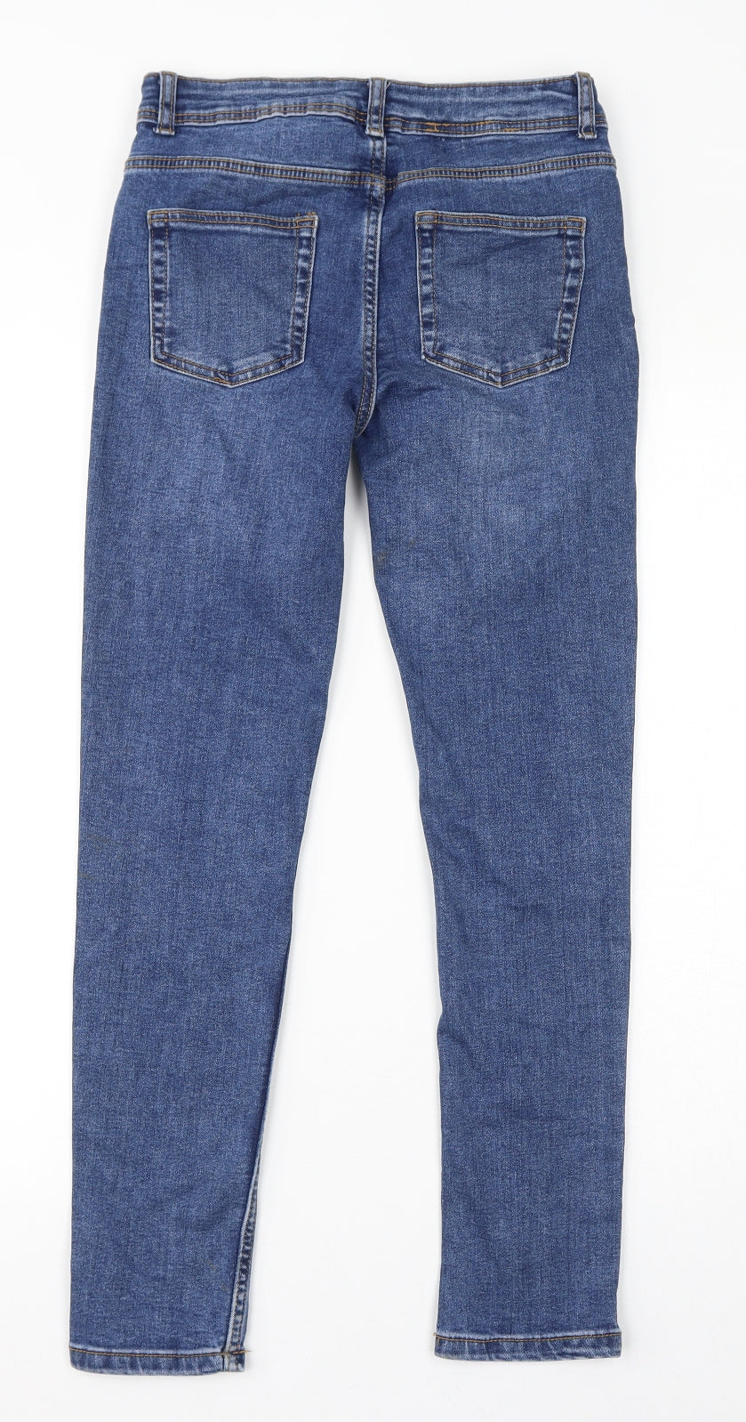 Denim & Co. Girls Blue Cotton Skinny Jeans Size 10-11 Years L28 in Regular Zip