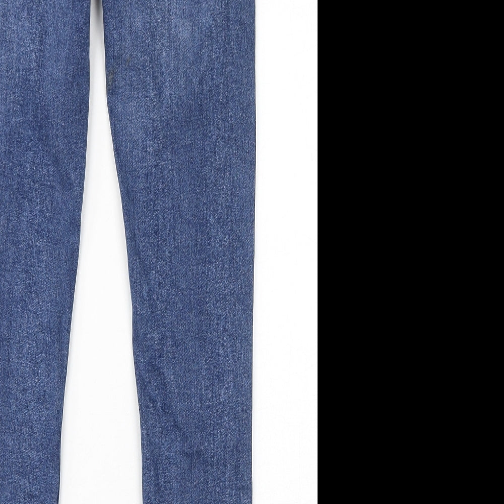 Denim & Co. Girls Blue Cotton Skinny Jeans Size 10-11 Years L28 in Regular Zip