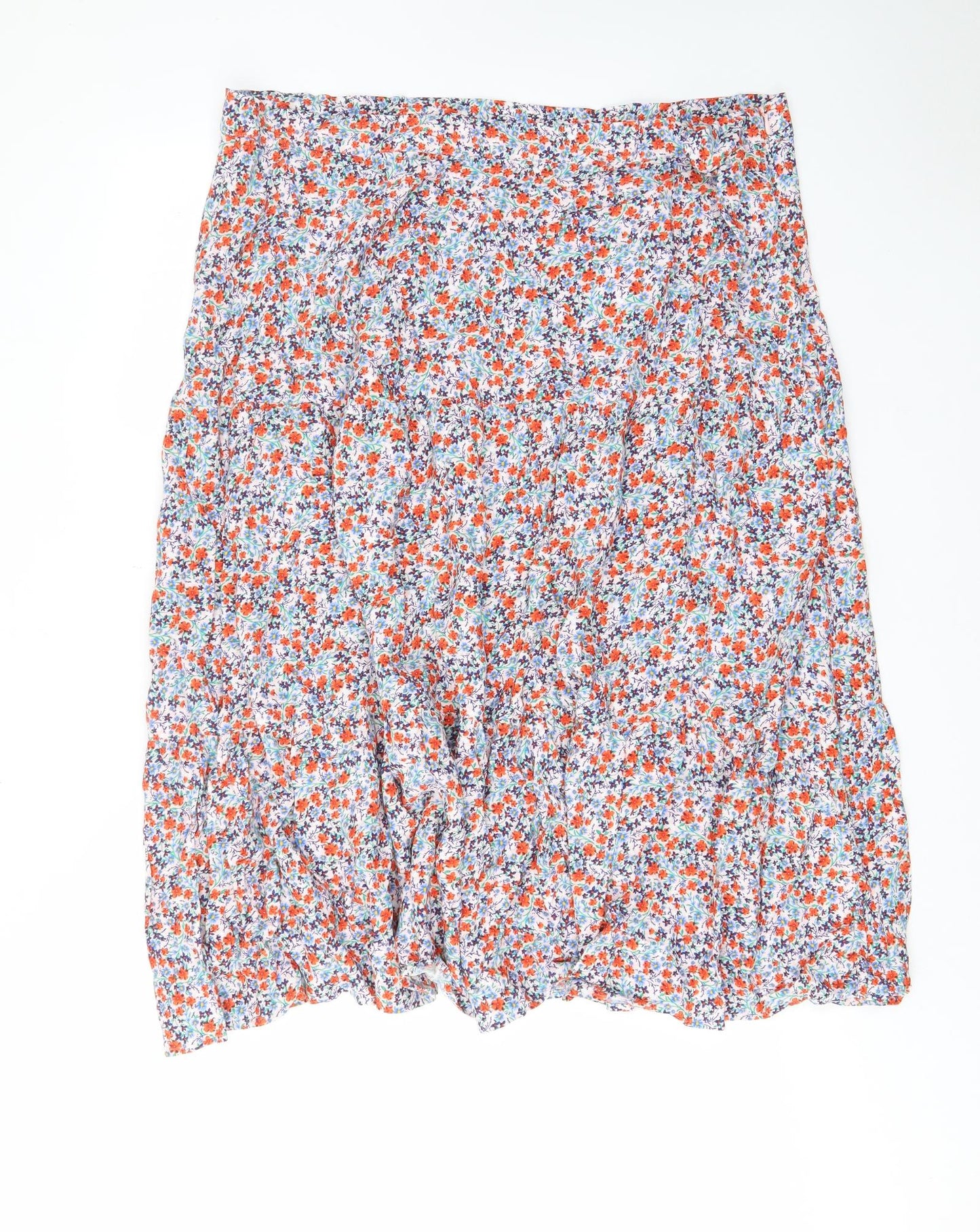 Marks and Spencer Womens Multicoloured Floral Viscose A-Line Skirt Size 24 Zip