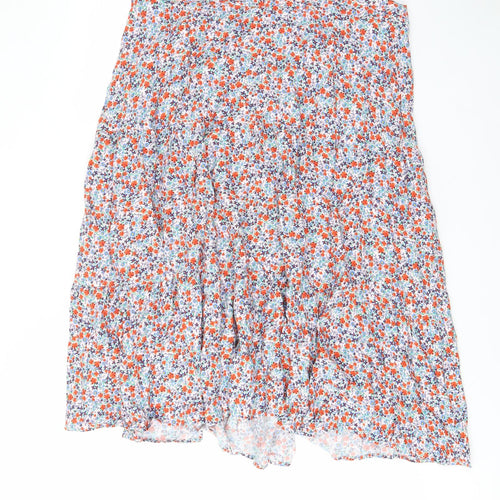 Marks and Spencer Womens Multicoloured Floral Viscose A-Line Skirt Size 24 Zip