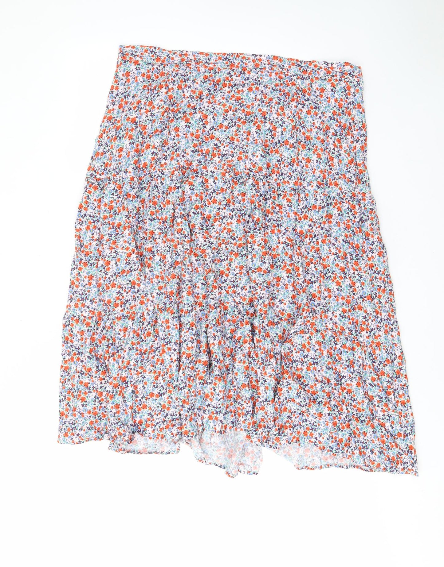 Marks and Spencer Womens Multicoloured Floral Viscose A-Line Skirt Size 24 Zip