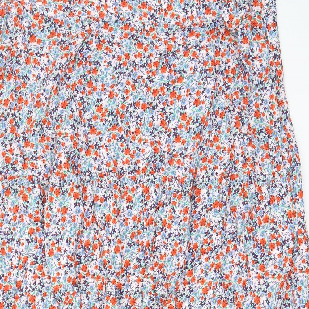 Marks and Spencer Womens Multicoloured Floral Viscose A-Line Skirt Size 24 Zip