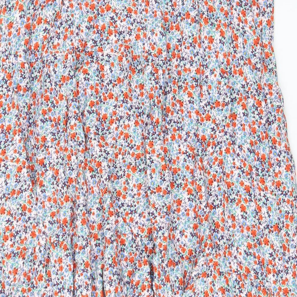 Marks and Spencer Womens Multicoloured Floral Viscose A-Line Skirt Size 24 Zip