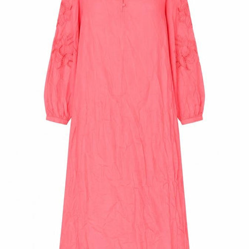 Marks and Spencer Womens Pink Cotton A-Line Size 6 Crew Neck Button - Embroided