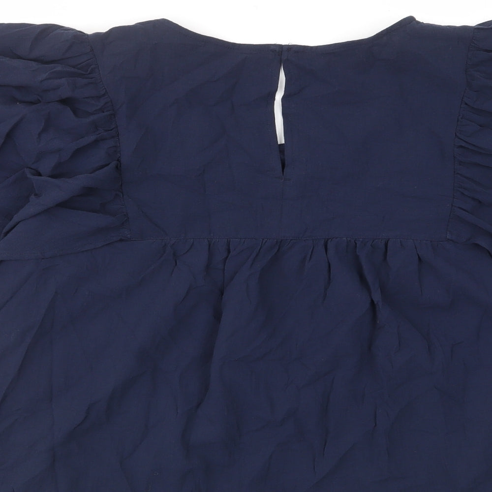 Marks and Spencer Womens Blue Viscose Basic Blouse Size 20 Scoop Neck - Frill, Pleated
