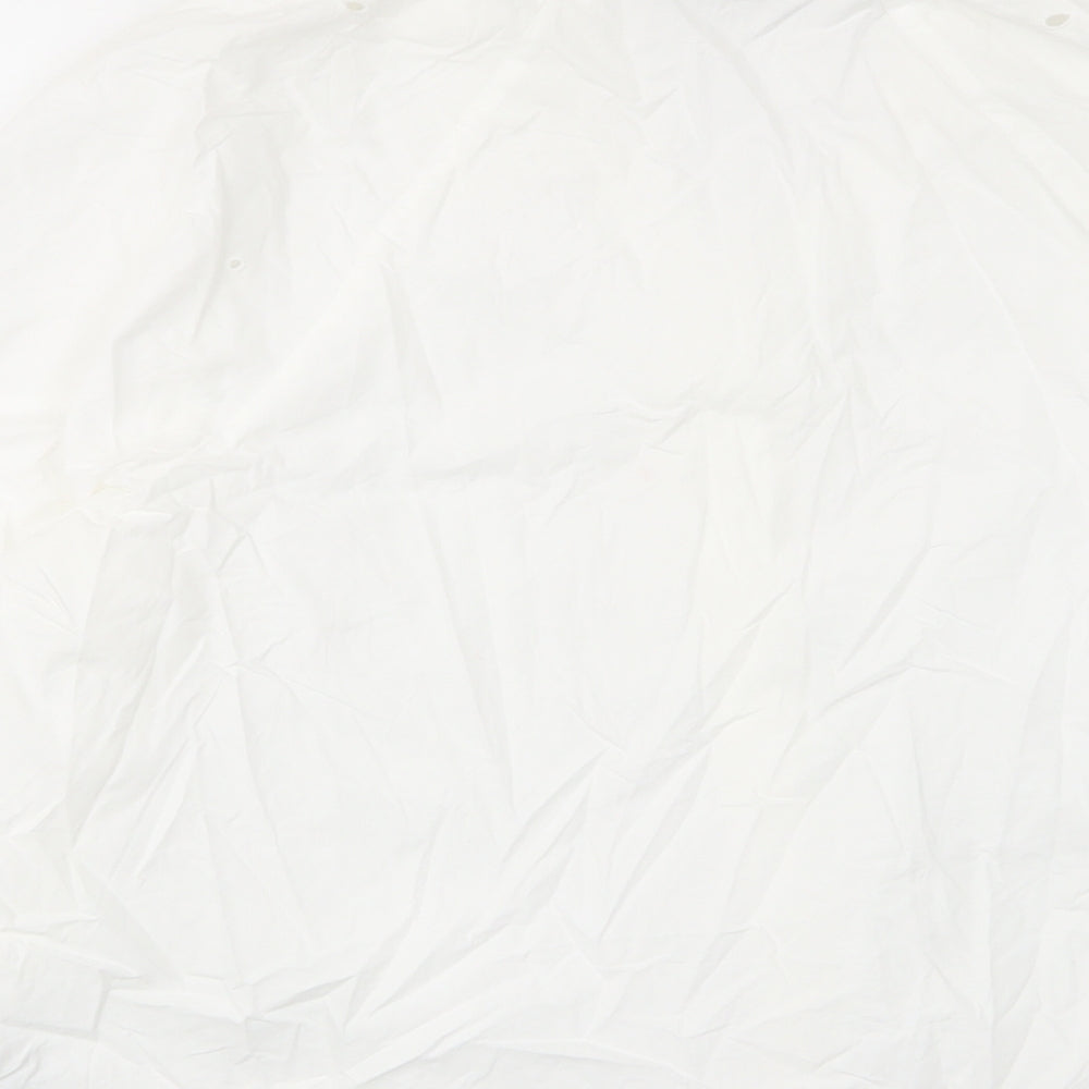 Marks and Spencer Womens White Cotton Basic Button-Up Size 16 V-Neck - Frill, Embroided