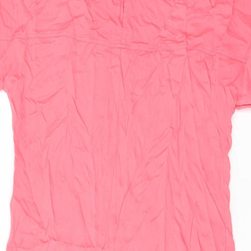 Marks and Spencer Womens Pink Viscose A-Line Size 10 Crew Neck Button