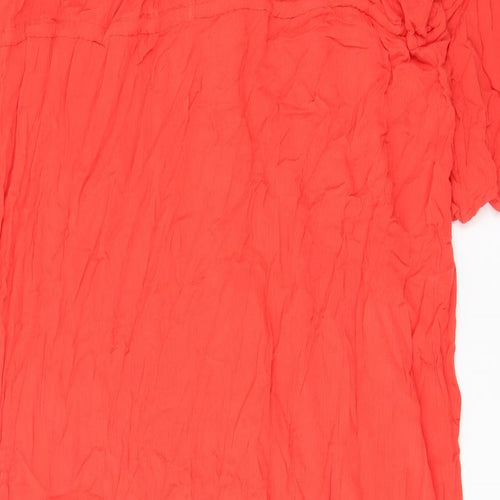 Marks and Spencer Womens Orange Viscose A-Line Size 20 V-Neck Button