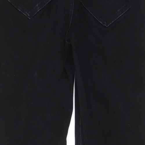 Marks and Spencer Womens Black Cotton Straight Jeans Size 16 L28 in Regular Zip - Pockets, Belt Loops