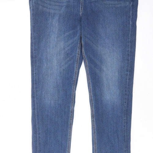 Marks and Spencer Womens Blue Cotton Skinny Jeans Size 30 in L28 in Regular Zip - Pockets, Belt Loops