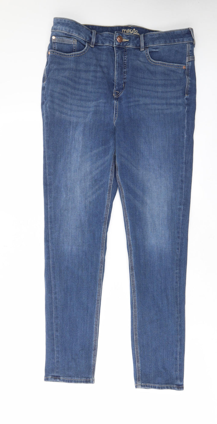 Marks and Spencer Womens Blue Cotton Skinny Jeans Size 30 in L28 in Regular Zip - Pockets, Belt Loops