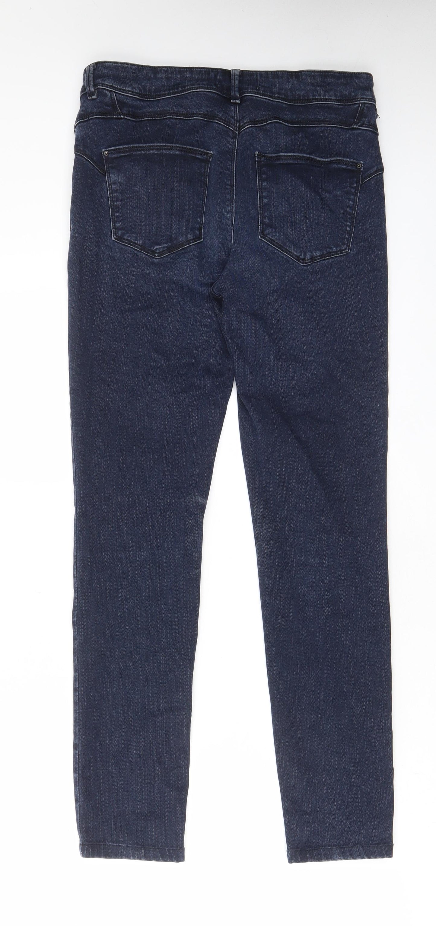 Marks and Spencer Womens Blue Cotton Skinny Jeans Size 20 L30 in Regular Zip - Pockets, Belt Loops