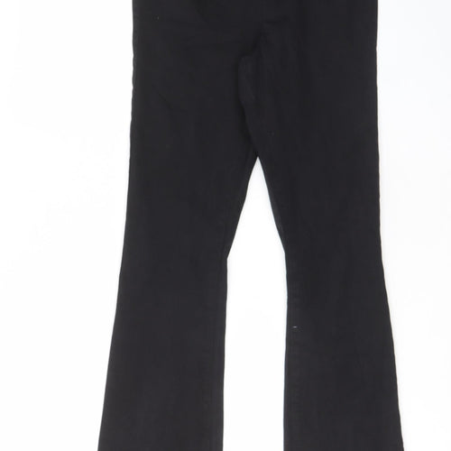 Marks and Spencer Womens Black Cotton Flared Jeans Size 10 L32 in Slim - Elastic waist