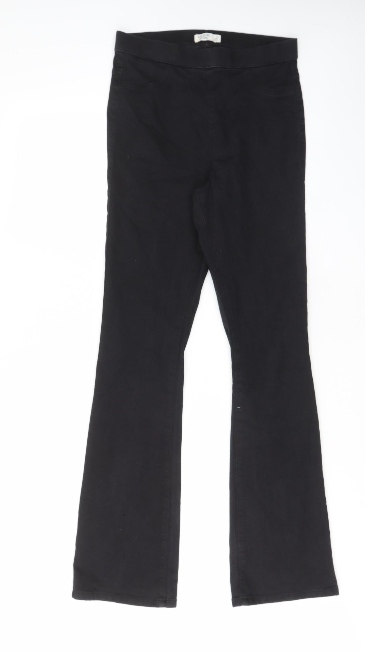 Marks and Spencer Womens Black Cotton Flared Jeans Size 10 L32 in Slim - Elastic waist