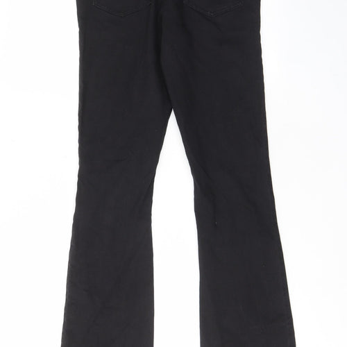 Marks and Spencer Womens Black Cotton Flared Jeans Size 10 L32 in Slim - Elastic waist