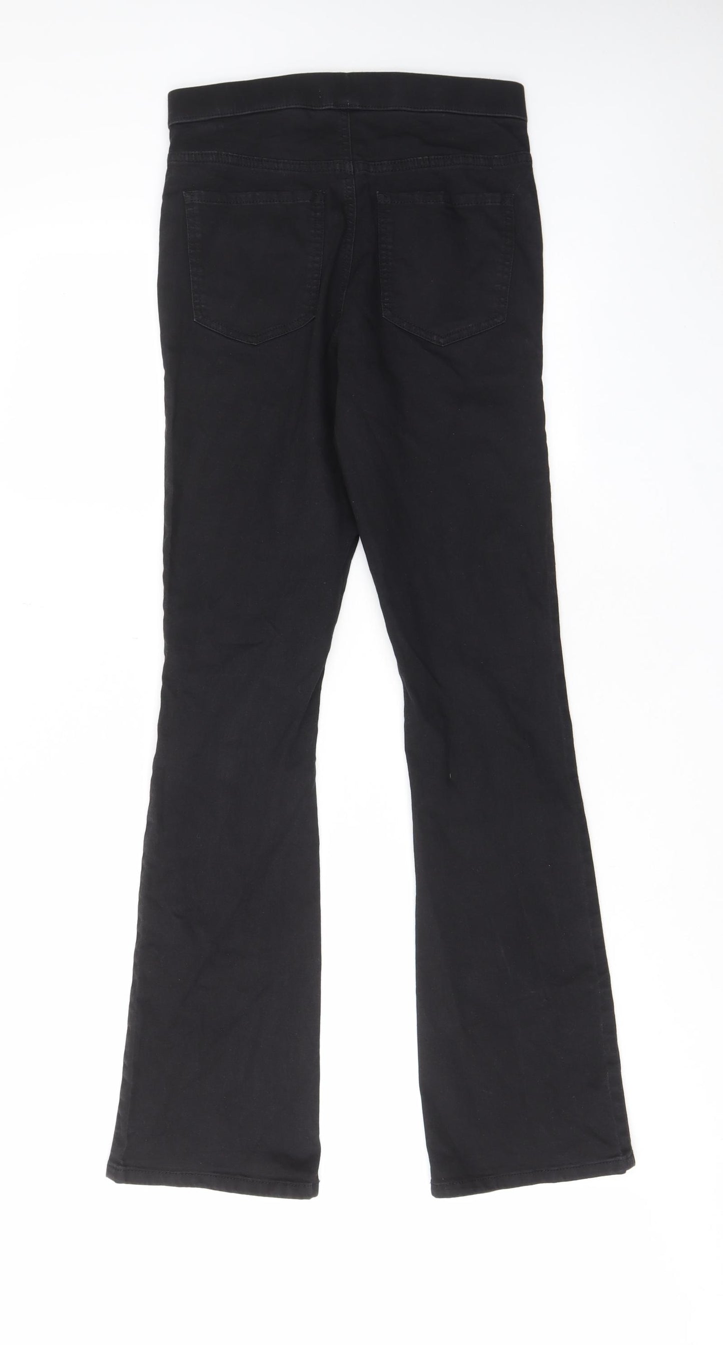 Marks and Spencer Womens Black Cotton Flared Jeans Size 10 L32 in Slim - Elastic waist