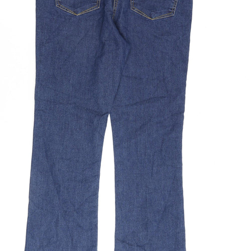 Bonmarché Womens Blue Cotton Bootcut Jeans Size 14 L30 in Regular Zip