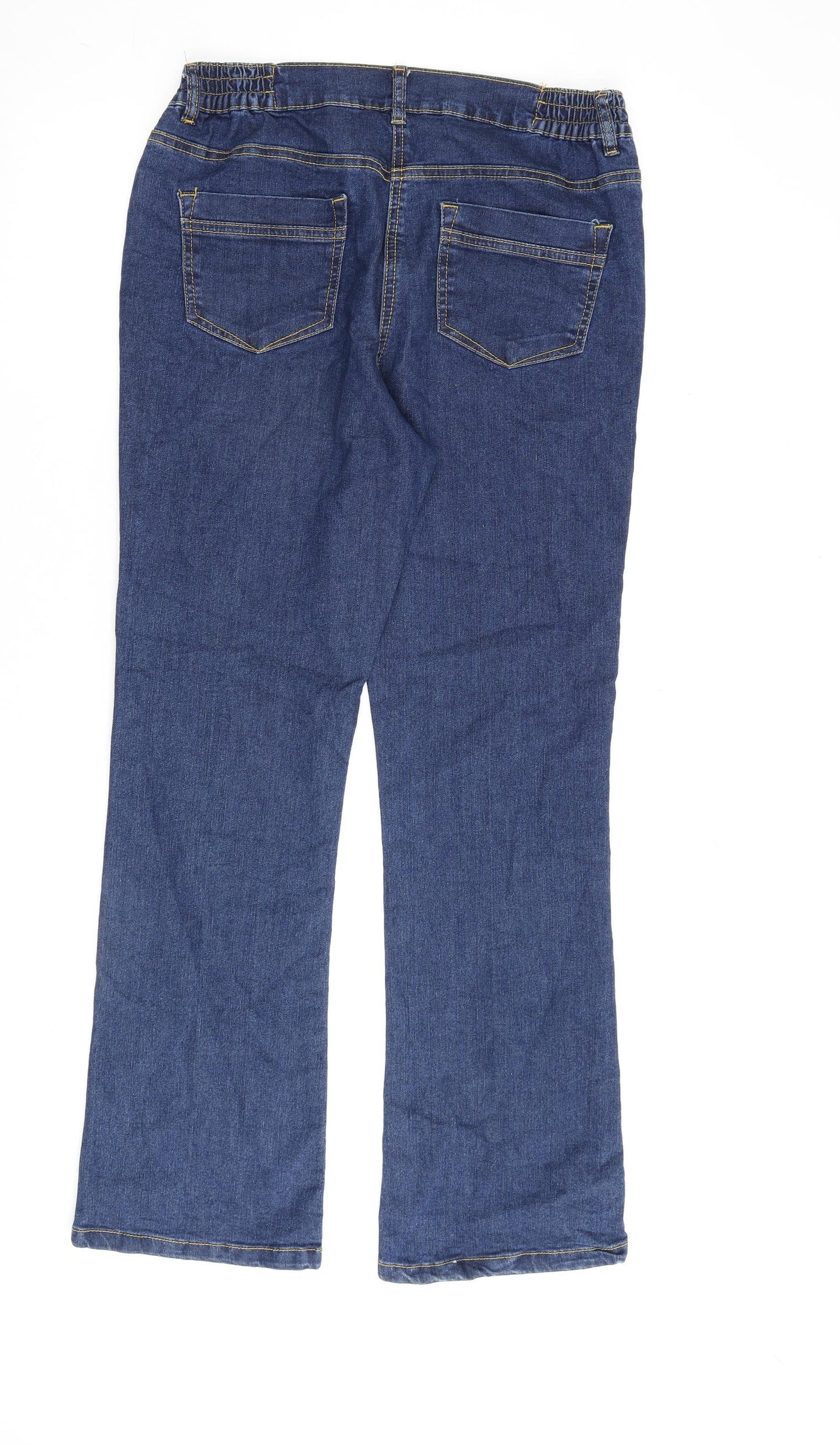 Bonmarché Womens Blue Cotton Bootcut Jeans Size 14 L30 in Regular Zip