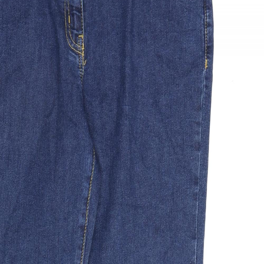 Bonmarché Womens Blue Cotton Bootcut Jeans Size 14 L30 in Regular Zip