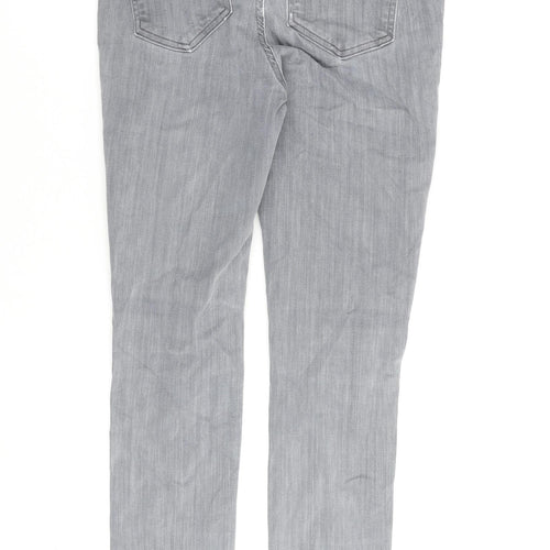 Mint Velvet Womens Grey Cotton Straight Jeans Size 10 L28 in Regular Zip