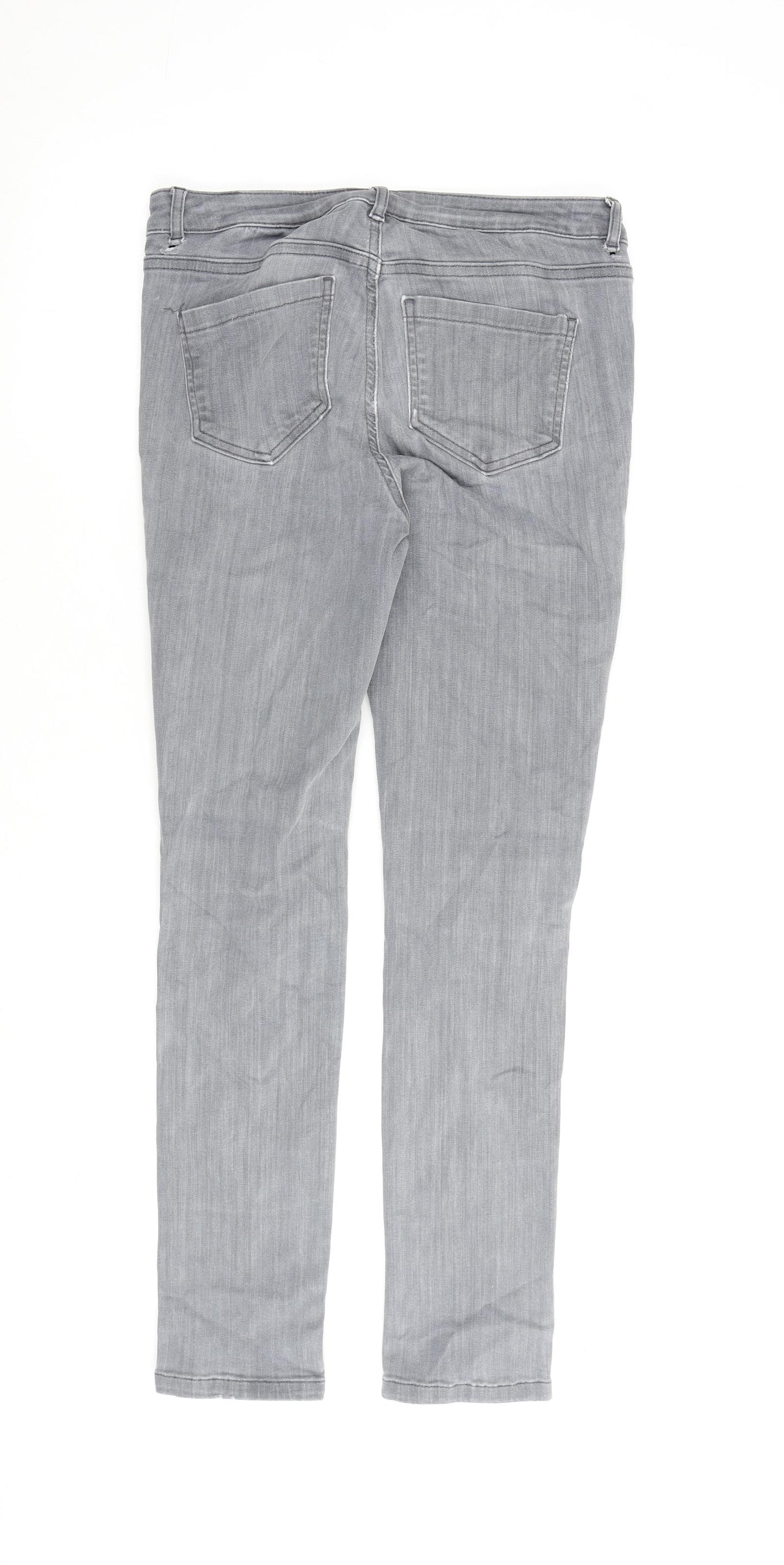Mint Velvet Womens Grey Cotton Straight Jeans Size 10 L28 in Regular Zip